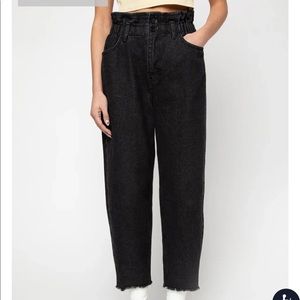 Oak + Fort Paperbag Waist Black Denim - Size: Large